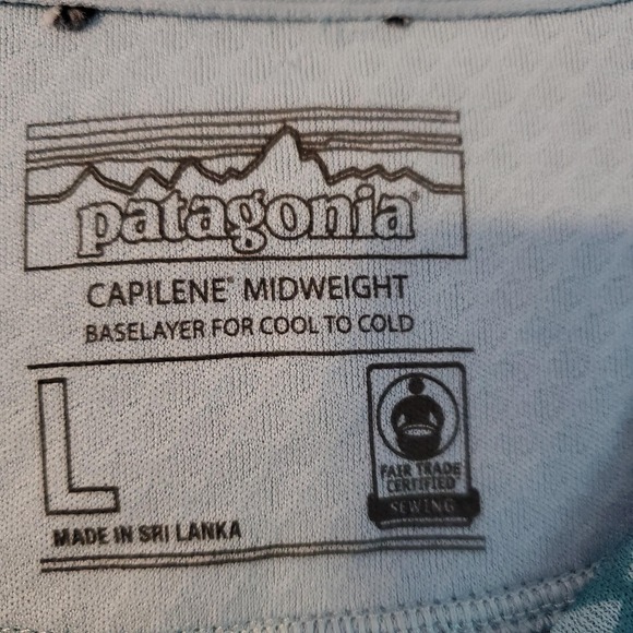 Patagonia Capilene Midweight Shirt Womens Large Blue Pattern Baselayer Hiking - Picture 5 of 7